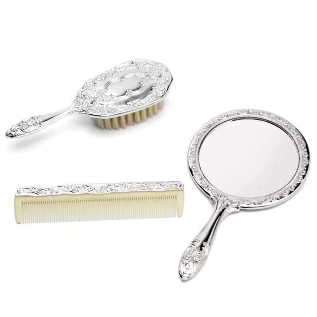 NEW Whitehill Silver Plated Newborn Brush/Comb/Mirror Set 3pce