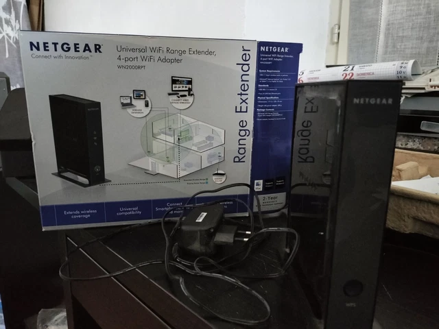 NETGEAR Universal WI-FI Range Extender, 4 Port Wi-Fi adapter (Usato)