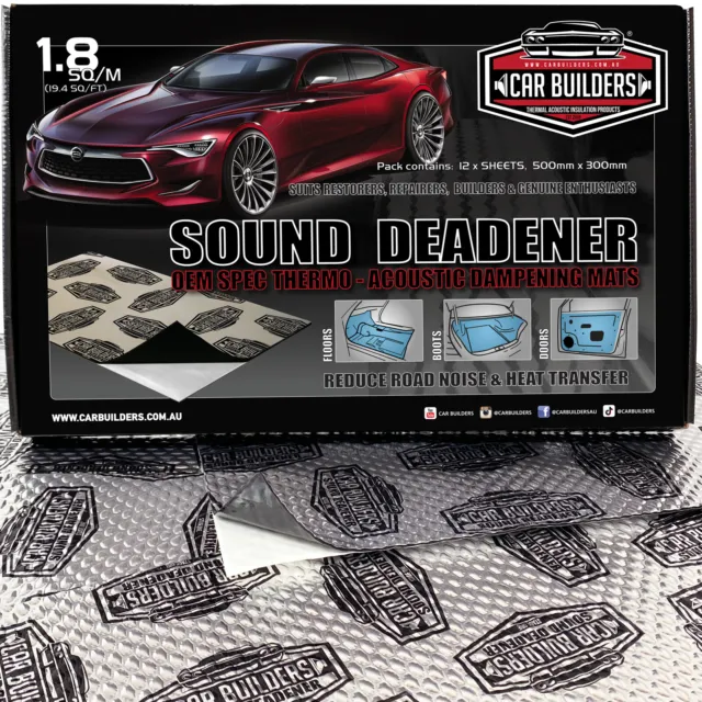Car Sound Deadener by Car Builders w/ Application Roller Rubber Self Adhesive