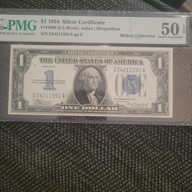 💎1934 A $1 Funny Back Silver Certificate Dollar FR 1601 Uncirculated PMG 50 EPQ