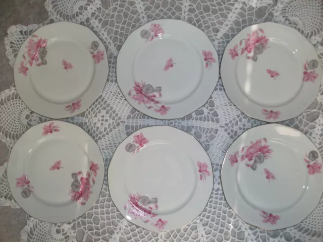 6 Assiettes Plates Porcelaine Limoges Ms Art Déco Dodécagonale 1920