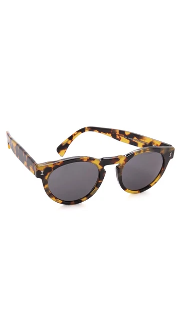 Illesteva Mens Leonard Sunglasses, Tortoise, Grey, Brown, One Size