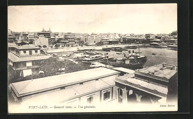 CPA Port-Said, General view, Vue generale, vue générale avec le port