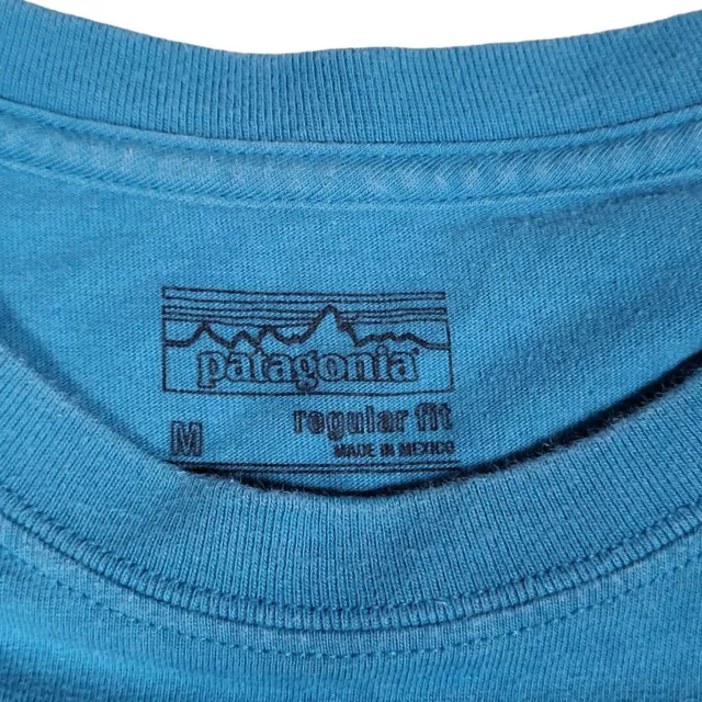 PATAGONIA T SHIRT Mens Medium Blue Regular Fit Short Sleeve Crewneck ...