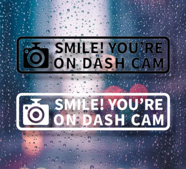 SMILE YOU'RE ON DASH CAM Camera Car Sticker Window  Decal 15cm