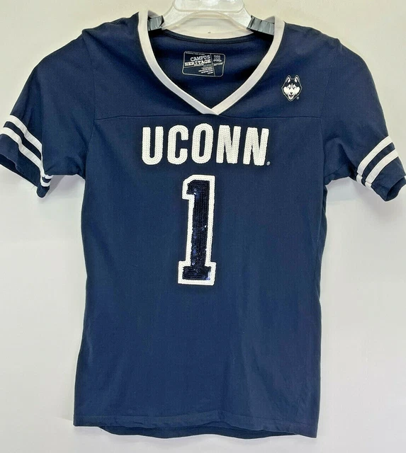 Uconn Huskies Womens XLarge Blue V-Neck With Sequins Shirt (R14)