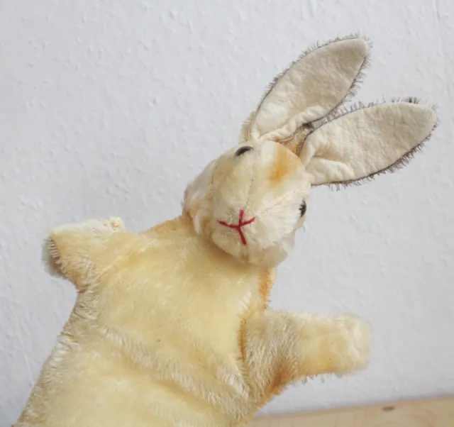 vintage Steiff Rabbit Hand puppet  mohair 50s 60's rare Hase Hand Rabbit