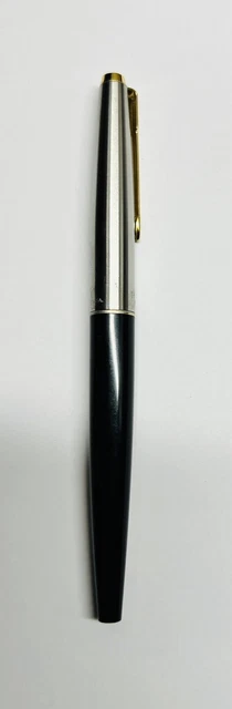 Vintage Parker 45 Fountain Pen. Black with Gold Trim. 14K Gold Nib. Made In USA.