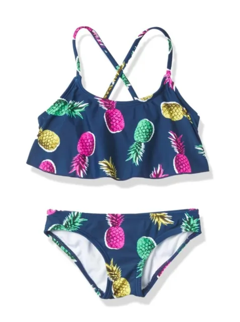 Kanu Surf Girls' Karlie Flounce Bikini Beach Sport 2 Piece Swimsuit Size 14 Blue
