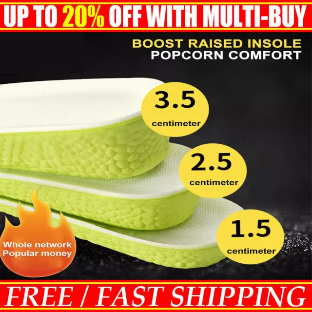 Shoe Height Increase Insoles Heel Lift 2/3/4cm Pads Sole Foot Unisex Washable~