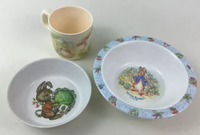 Peter Rabbit Peco Mug 00303 Oneida 3258 Bowls Kitchenware Eden 3pc Lot Vintage