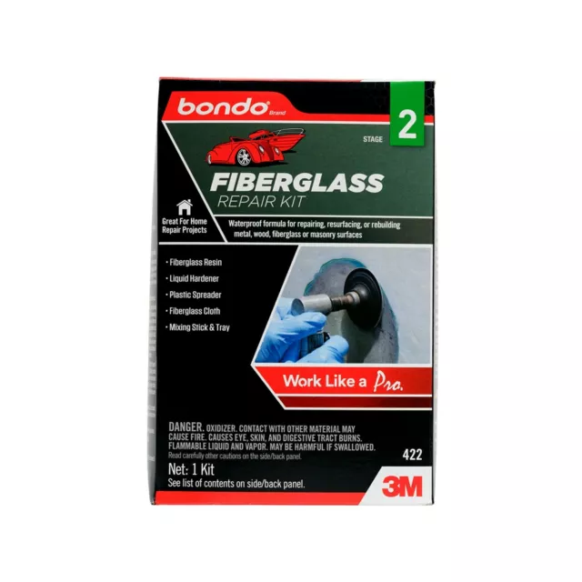 Bondo 422 Fiberglass Resin Repair Kit 1 qt Can & CLOTH 6839062