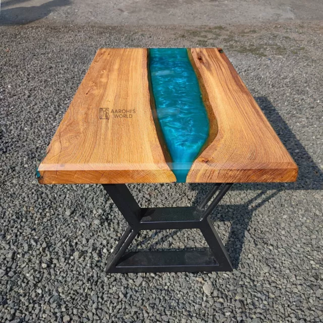 Epoxy resin coffee table of oak wood, 30x18 inch