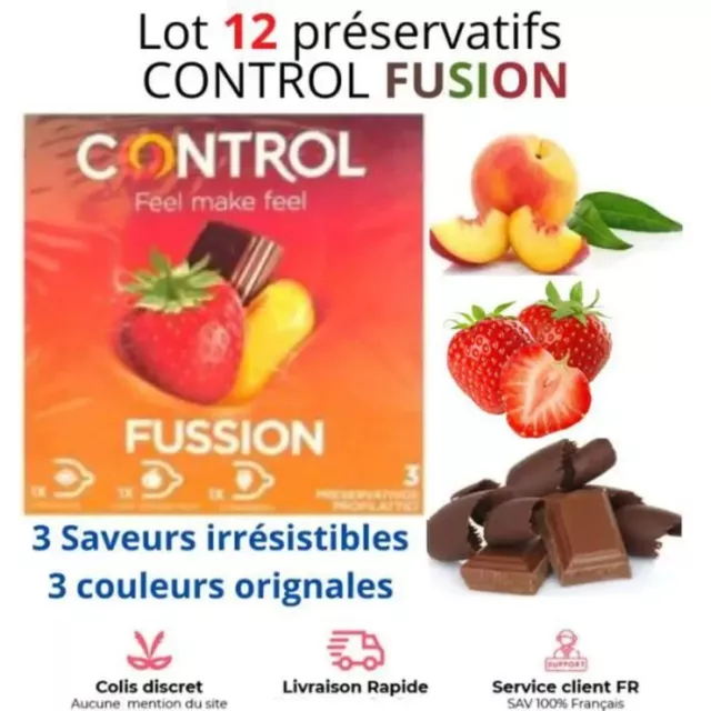 Lot 12 Préservatifs control Parfumés Fruités Chocolat Peche Fraise Capotes Homme