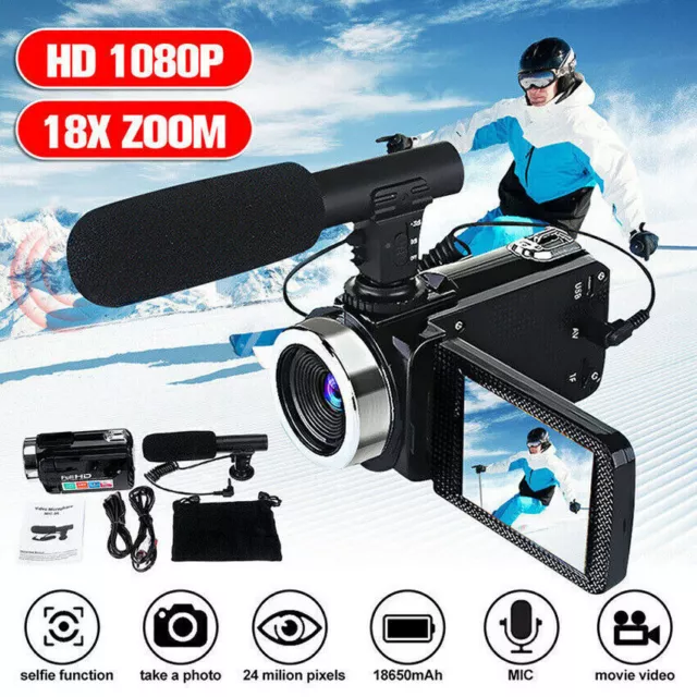1080P Face Detect Digital Durable TF Card LCD Camcorder Video  Camera 18X Zoom