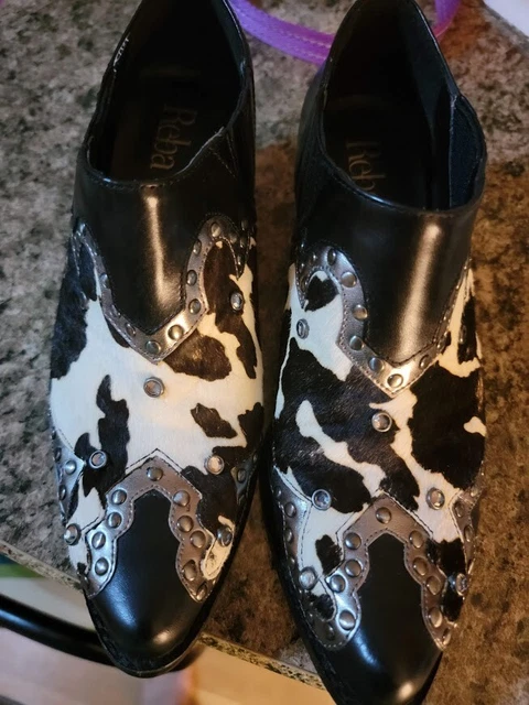 REBA Cowboy Cowgirl Low Cut Booties - Cow Print - EUC - Size 6M REBA Cowboy Cowgirl Low Cut Booties - Cow Print - EUC - Size 6M