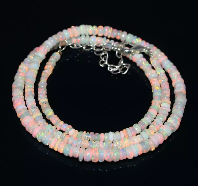 16" Natural Ethiopian Opal Bead Necklace Welo Fire Opal Gemstone Necklace 3-5MM