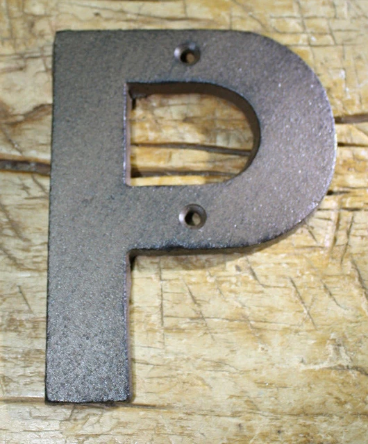 Cast Iron Industrial LETTER P Sign Rustic Brown 5" tall Alphabet
