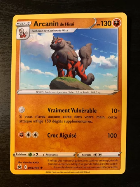 Carte Pokémon RARE Arcanin de Hisui 084/196 EB11 Origine Perdue FR NEUF