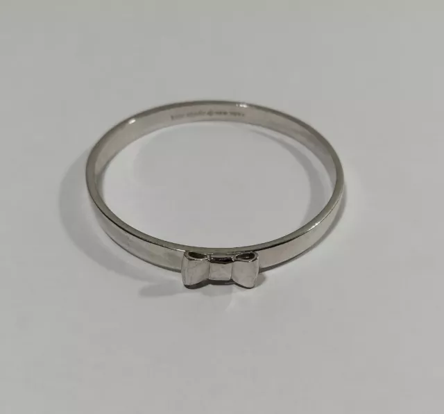 Kate Spade New York Bow Silver Tone Bangle Bracelet 6mm Wide