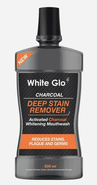 Le bain de bouche blanchissant détachant en profondeur au charbon White Glo...