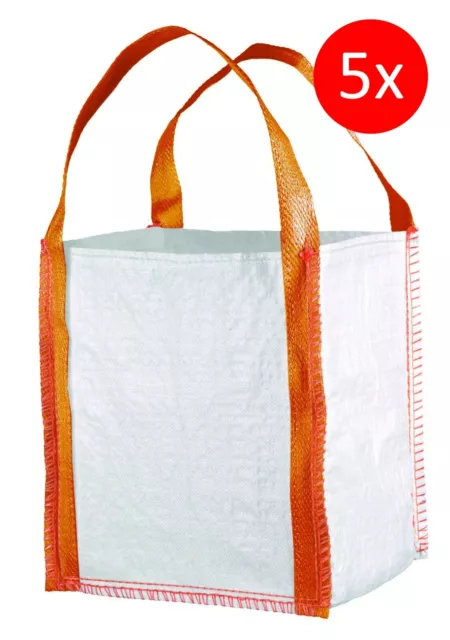 5 STÜCK MINI BIG-BAG 40x40x45 WEISS 300 KG GARTENSACK GARTENABFALL BIG BAGS NEU