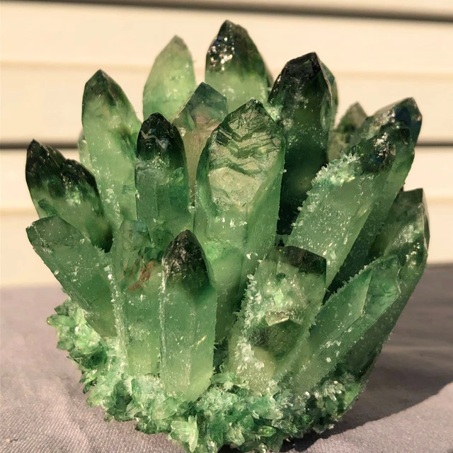 420g   New Find Green Phantom Quartz Crystal Cluster Mineral Specimen Healing 2