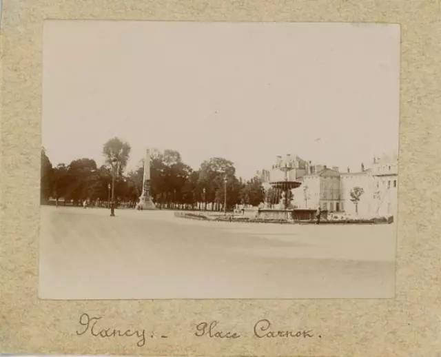 France, Nancy, Place Carnot Vintage Print.  6x8 Circa 1 Albumin Print