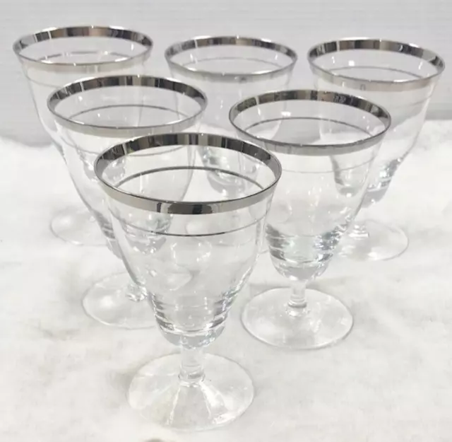 Vintage Fostoria Crystal WEDDING RING Set of 6 Iced Tea Glasses 5.75" Platinum