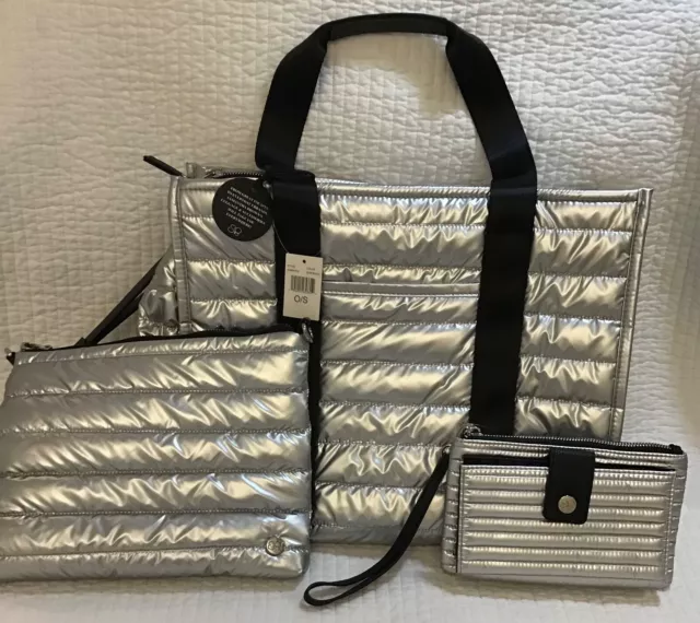 SAMANTHA BROWN  TO GO TOTE,  CROSSBODY and WALLET  3 PIECE SET SILVER METALLIC