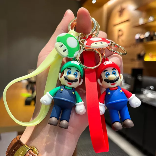 Super Mario Luigi 3D Silicone Keychain Key Chain Ring Pendant Game New