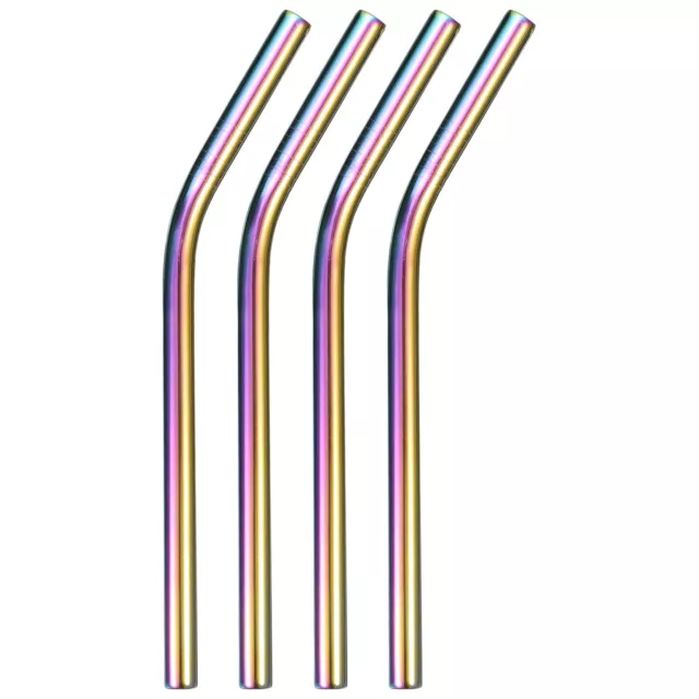 4Pcs 8.46" Long Stainless Steel Straws-Bent for Travel Mugs(Rainbow)