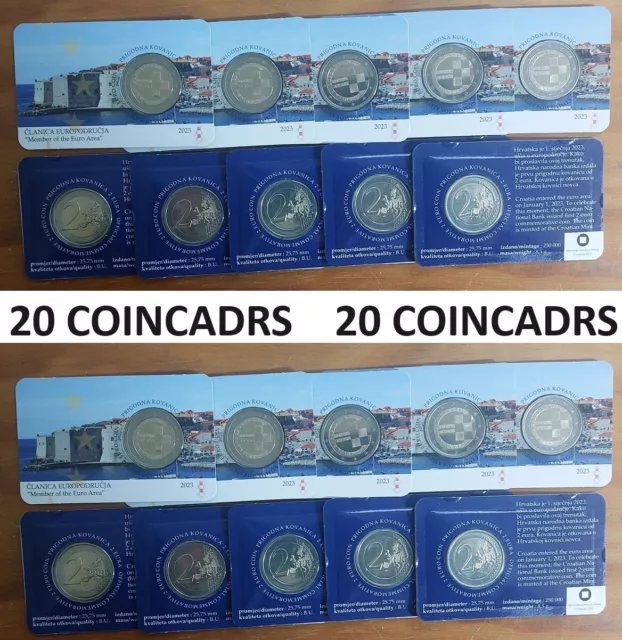 Croatie Croatia 20 x 2 Euros Commemorative 2023 Introduction de l'euro COINCARD Croatie Croatia 20 x 2 Euros Commemorative 2023 Introduction de l'euro COINCARD