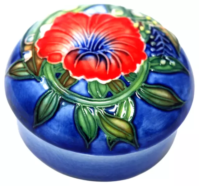 Item - 1587 Old Tupton Ware 2.5" Tube Lined Trinket Box " Hibiscus " Boxed