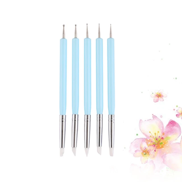 5 PIEZAS HÁGALO USTED MISMO Tracing Dotting Tools Set Fondant Pastel Pluma de acuñación Set Doble Final