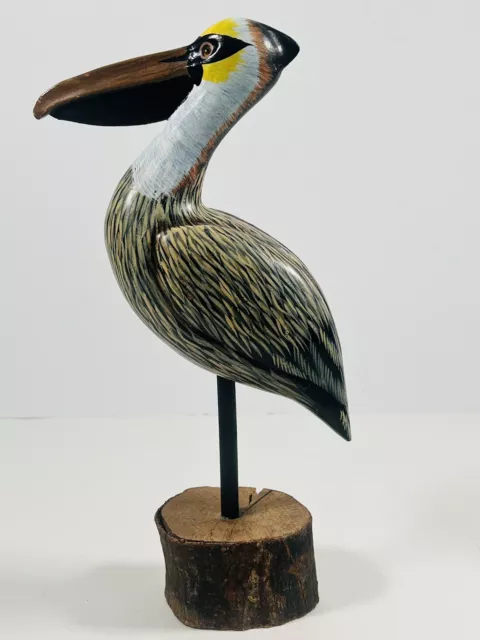 Hand Carved Hand Painted Wooden Pelican