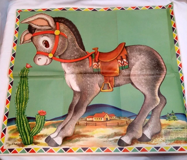 PIN THE TAIL on the Donkey Party Game Complete Set Vintage Whitman 1941