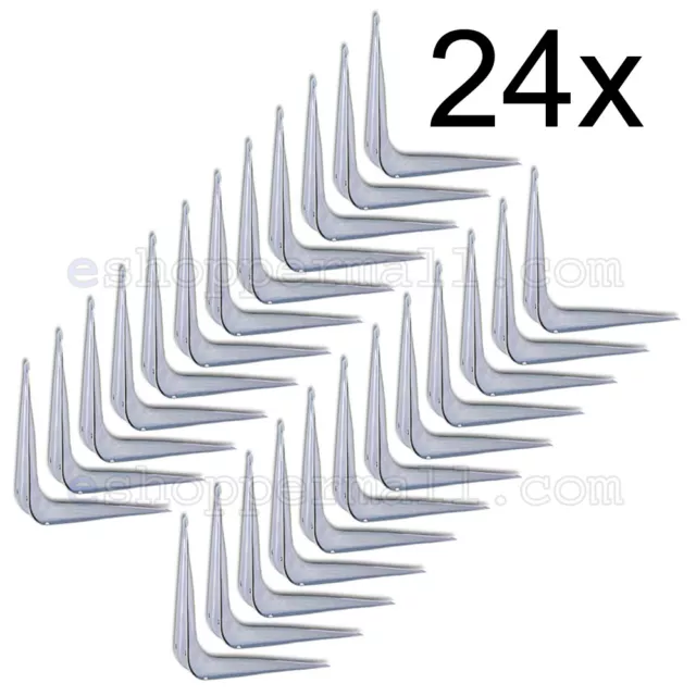 24 - 72PC White Enamel Shelf Brackets Angled Metal Shelving Support Arms 3" x 4"