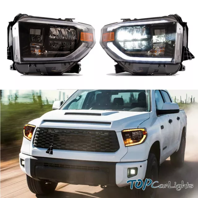 VLAND Full LED Head Light Fits For 2014-2018 Toyota Tundra W/ Sequential Signal