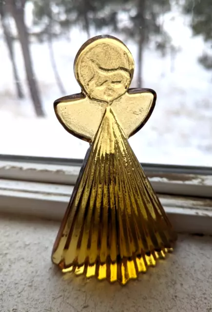 Angel Figurine Thuringian Forest Glass German art deco pleated robe vintage gold 2