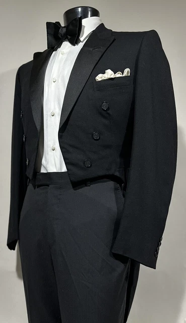 Vintage Saks Fifth Avenue Wool Black Peak Lapel Tux Tuxedo Tailcoat Men’s 40 L