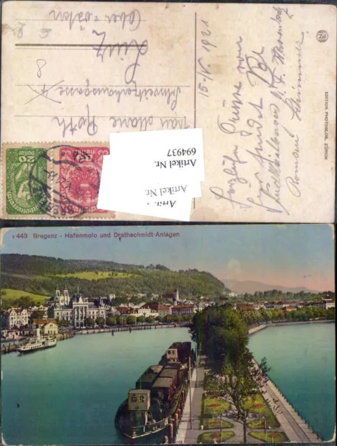 694937 Bregenz am Bodensee Hafen Dampfer k.K. Postamt