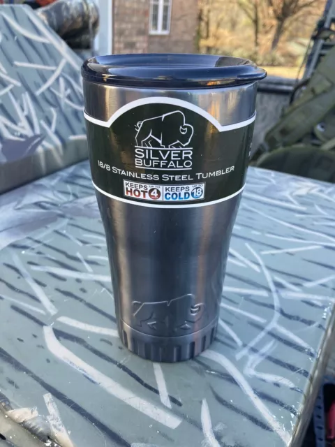 Silver Buffalo 20 Oz 18/8 Stainless Hot & Cold Travel Tumbler Coffee Cup Mug