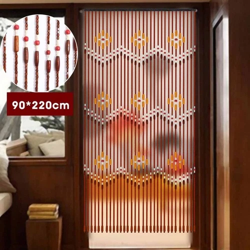 31 Lines Wave Handmade Fly Screen Wooden Beads Curtain Wooden Curtain Blinds