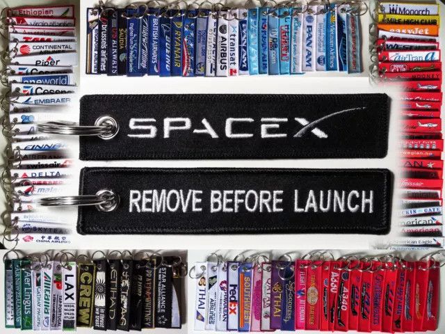 Schlüsselring Spacex Before LAUNCH entfernen Falcon 9 schwerer Drache Schlüsselanhänger Etikett SCHWARZ