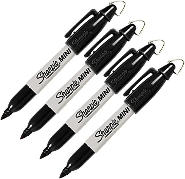 Mini Permanent Markers, Fine Point, 4-Count (4 Markers, Black)