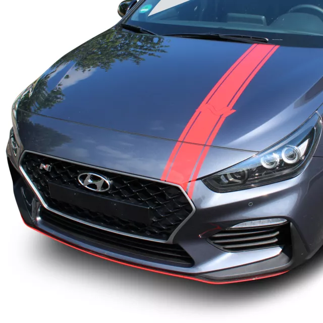 Décor capot Hyundai I30N film rouge accessoires autocollant tuning D020