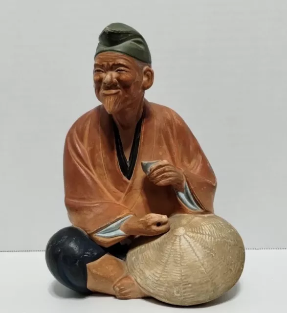 Vintage 50s Hakata Mimasu Japanese Elder Man Drinking Sake Porcelain Figurine 8"