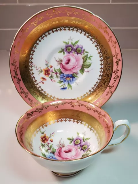 Royal Grafton Cup & Saucer Dusty Rose Gold Rim Fine Bone China Made In England