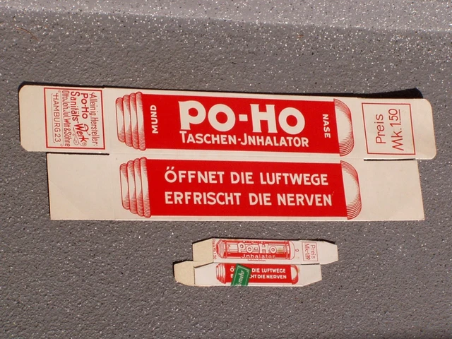 SCHAUFENSTER-PACKUNG 72 Po-Ho SANITÄTSWERK Hamburg TASCHEN-INHALATOR um 1920 RAR